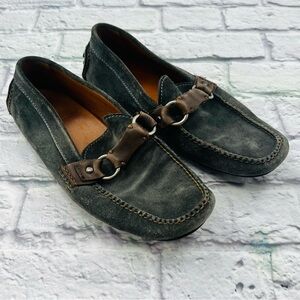 Frye Men's Allen Ring Keeper 9D Loafers Charcoal Grey Suede Driving